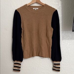 Madewell Tan and Black Crewneck Sweater